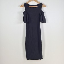 Forcast womens dress size XS bodycon black crepe knit short sleeve stretch065145