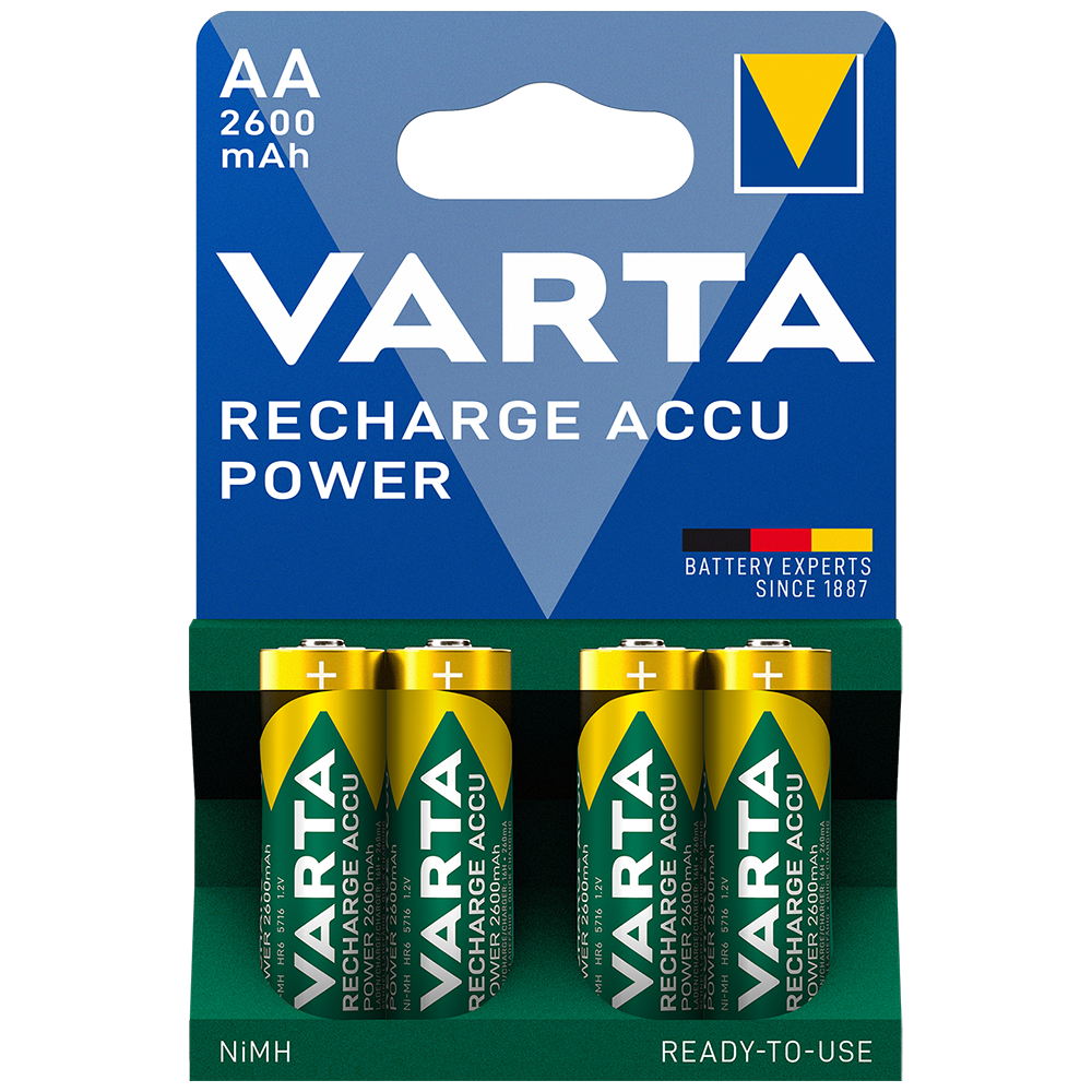 Varta AA HR6 2600mAh Rechargeable Batteries x 4 *High Capacity Latest Accu*