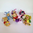 Vintage Disney Winnie The Pooh Lot of 6 + Piglet Eeyore 8 Inch Mini Bean Bag Nwt