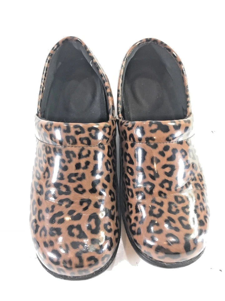 SEGURO ZUECO STEP SLIDE MULA ESTAMPADO LEOPARDO Resistente al Deslizamiento Trabajo Para Mujer 7M 💗USADO EN EXCELENTE ESTADO💗 Foto 3 de 4
