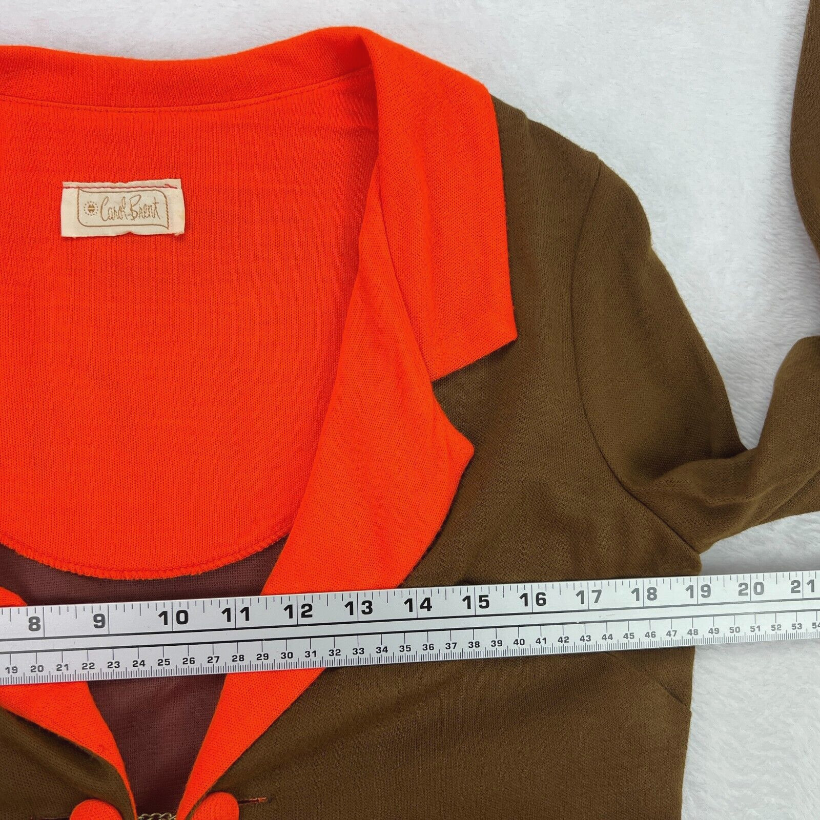 Vintage 60's Carol Brent Polyester Chain Button Blazer Petite XS Brady Bunch