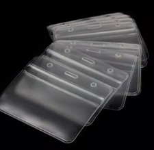 Card Holder Flex Plastic Clear Vertical/Horiz 100 PC Bundle Office Badge ID Tag