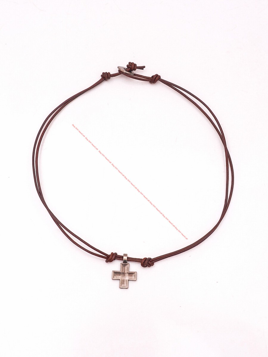 Collana Choker Uomo In Pelle E Metallo Con Chiusura A Surfer - Foto 4
