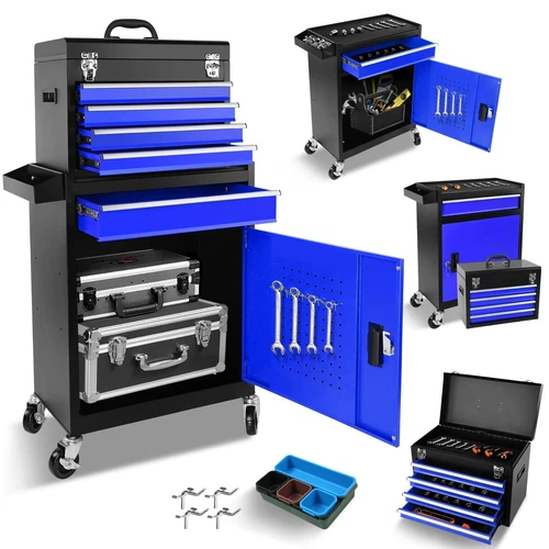 5-Drawers Rolling Tool Storage Chest Cabinet High Capacity w/ Wheels