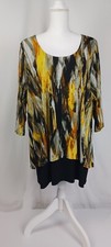 New Karen Kane Pull Over Tunic, Beautiful Citrus Motif Layered on Rich Black, 2X