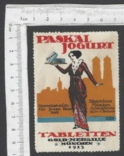 AOP Paskal Yogurt, medaglia d'oro, Monaco 1913 pubblicità poster francobollo inutilizzato