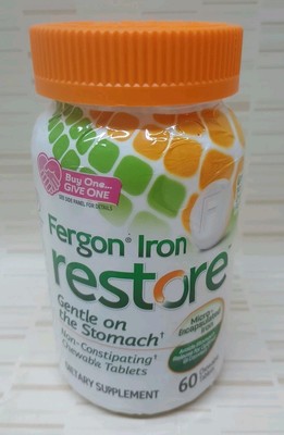 Fergon Iron Restore 60 Chewable Tablets Orange Flavor Exp: 4/25