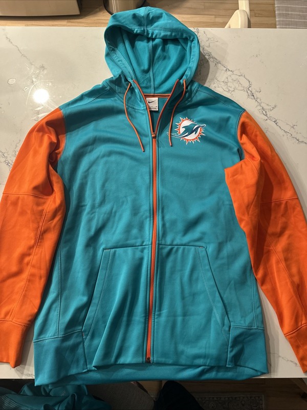 Nike Miami Dolphins On Field Coaches Hooded Full Zip Jacket Men XL