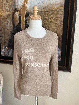 NWT NOT SHY Beige Cashmere Crew Neck Sweater L  I am eco conscious 