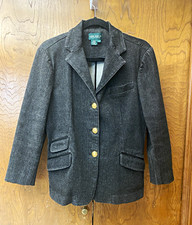 Lauren Jeans Co. Ralph Lauren Women's Gray Blazer Jacket 12 3-Button Notch