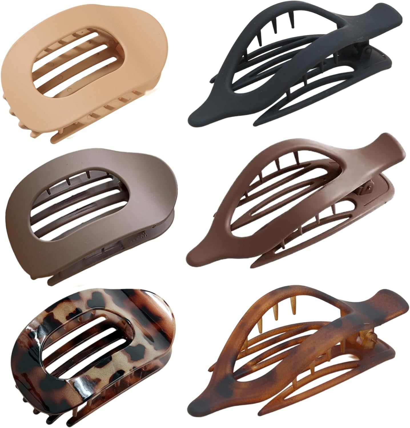 Hair Claw Clips for Women, 6 PCS Flat Hair Clips for Thick Thin Hair, Large Mat