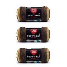 Red Heart Super Saver Yarn, 3 Pack, Latte Stripe 3 Count