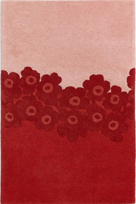 Roter Blumen Handgetufteter Teppich | Moderner Blumenteppich