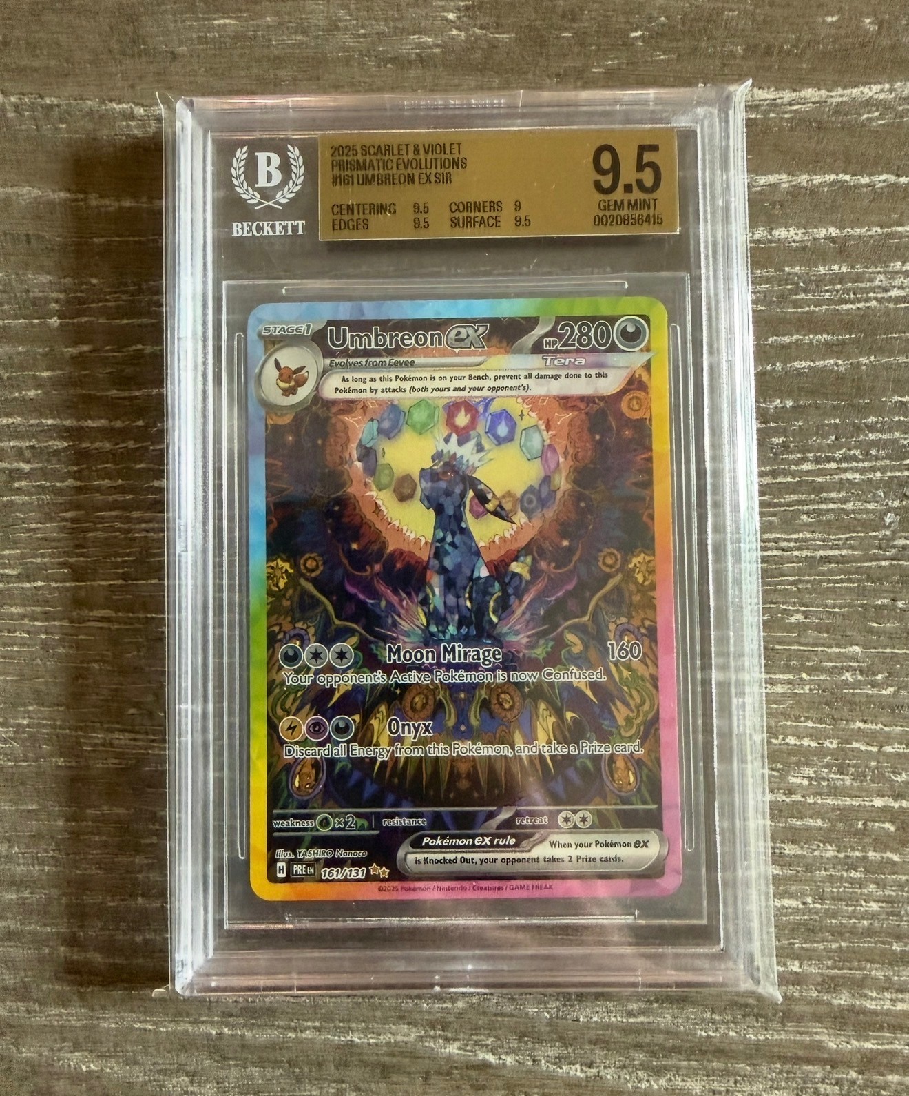 Pokemon Umbreon ex Prismatic Evolutions SIR 161 BGS 9.5 Gem Mint New Label