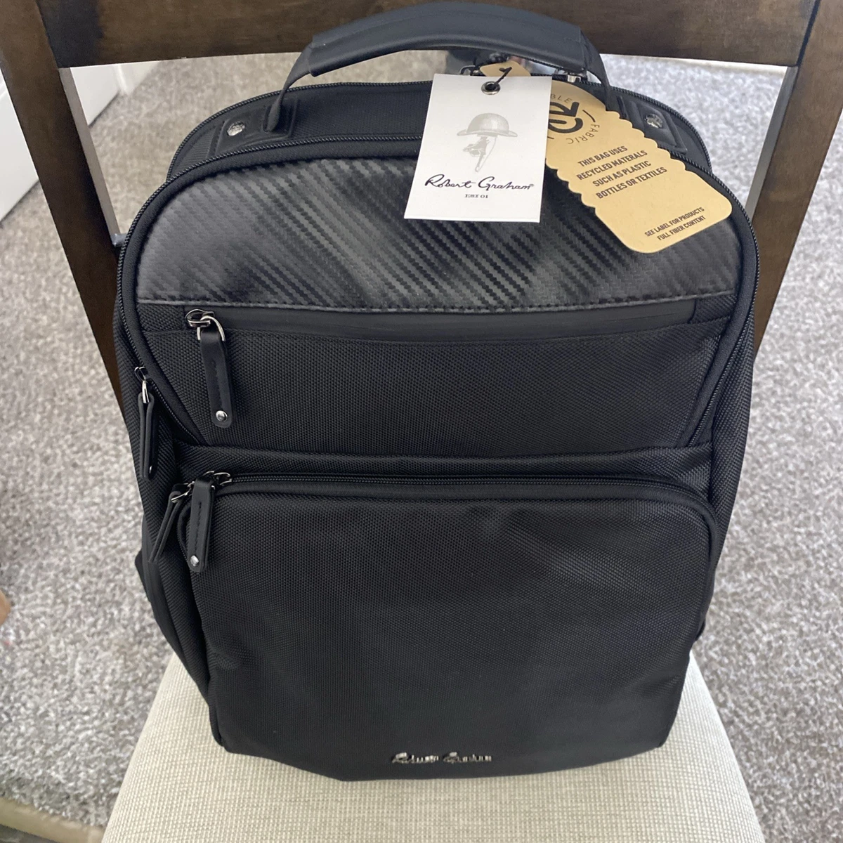 Robert Graham Black Backpack Casual School College Outdoors Going Out Roberts Graham Mens Camo/Navy Backpack - Fashion Emporium main image 2