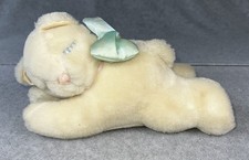 Vtg Eden Laying Sleepy 12  Plush Baby Bear White Musical Wind-Up Works 