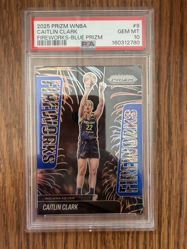 Caitlin Clark [Blue] #9 2025 Panini Prizm WNBA Fireworks card