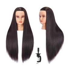 26-28'' Mannequin Training Head Synthetic Hair Braiding Black 