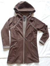 Athleta Hooded Long Jacket Brown Full Zip Up Women's Small