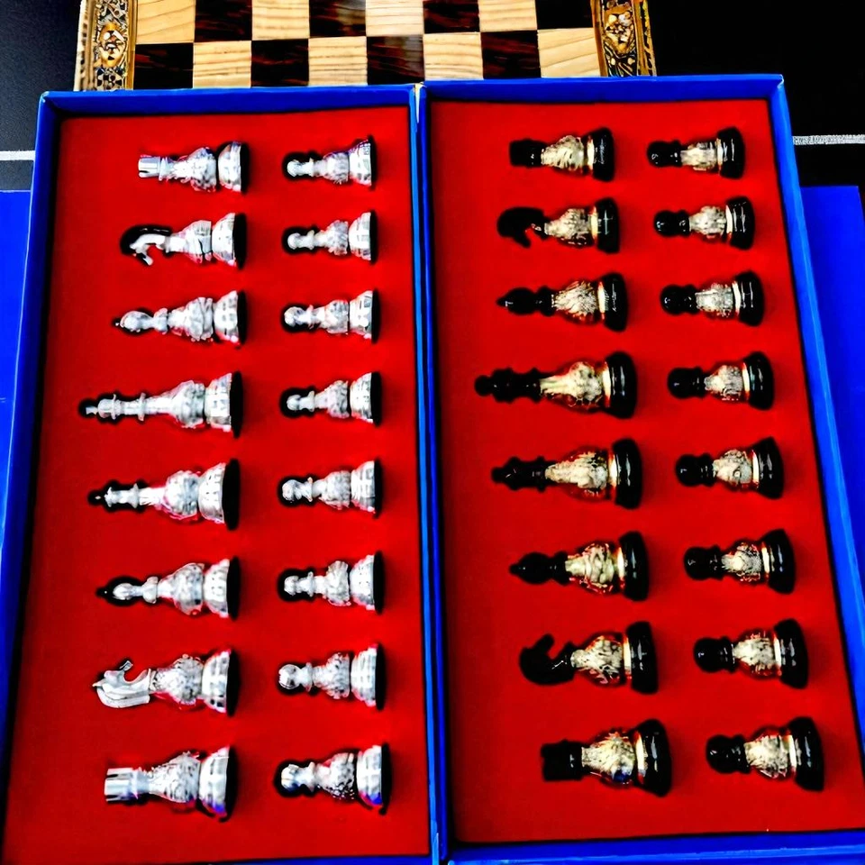 Handmade Weighted Chess Set – X Large Wood Inlaid Board 16.5" - Christmas Gift🎁 - Image 4 of 4