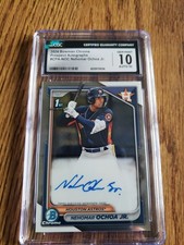 2024 Bowman Chrome Prospect Autographs Nehomar Ochoa Jr CGC 10 Auto 10 Pop 1 