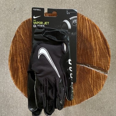 Nike Vapor Jet Football Gloves Pair L Black/White Full Finger Slip-On Silicone