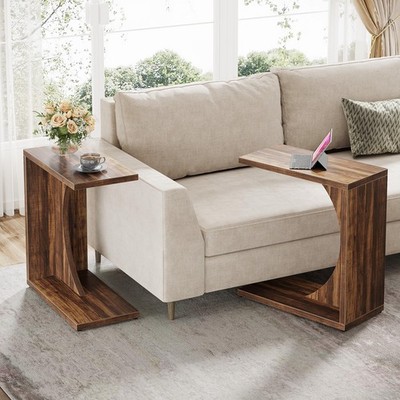 C-Shaped End Table C Table 2 Piece Set Rustic Brown
