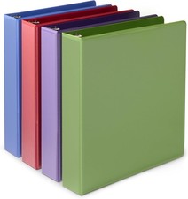 Economy 3 Ring Binder, 1/2" D-Ring with 2 Pockets, Assorted Colors, 4-Pack