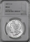 1897-S  $1  MORGAN SILVER DOLLAR  "SAN FRANCISCO"  NGC MS61  #8703389-002