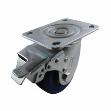 Easyroll Swivel Brake Castor - 100mm - Blue - Rubber - 200kg Load