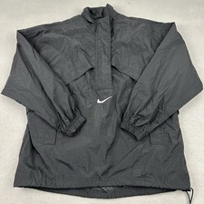 Vintage Nike Track Jacket Women Small Black 1/4 Zip Pullover Windbreaker 90s S