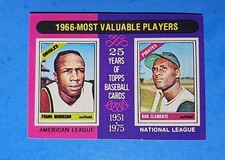 1975 TOPPS MINI BASEBALL #204 MVP ROBINSON CLEMENTE EX-MINT+