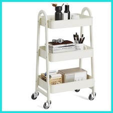 Carrello a Rotolo Utilitario a 3 Livelli, Scaffale Mobile Portaoggetti in Metallo con Ruota Bloccabile...