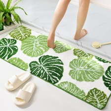 Monstera Leaf Rug Green Long Bath Mat Bathroom Runner Rug Plant Kitchen Rugs ...