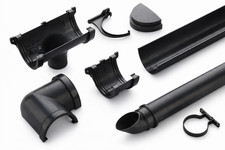 Brett Martin 170mm Half Round Deepstyle Black Plastic Gutter Fittings Downpipe