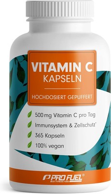 Vitamin C hochdosiert - 365 Kapseln - 500 mg Vitamin C gepuffert - hochwertiges
