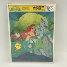 VTG Disney GOLDEN FRAME-TRAY PUZZLES 12 Pc. Mermaid Mickey Winnie Pack Of 8