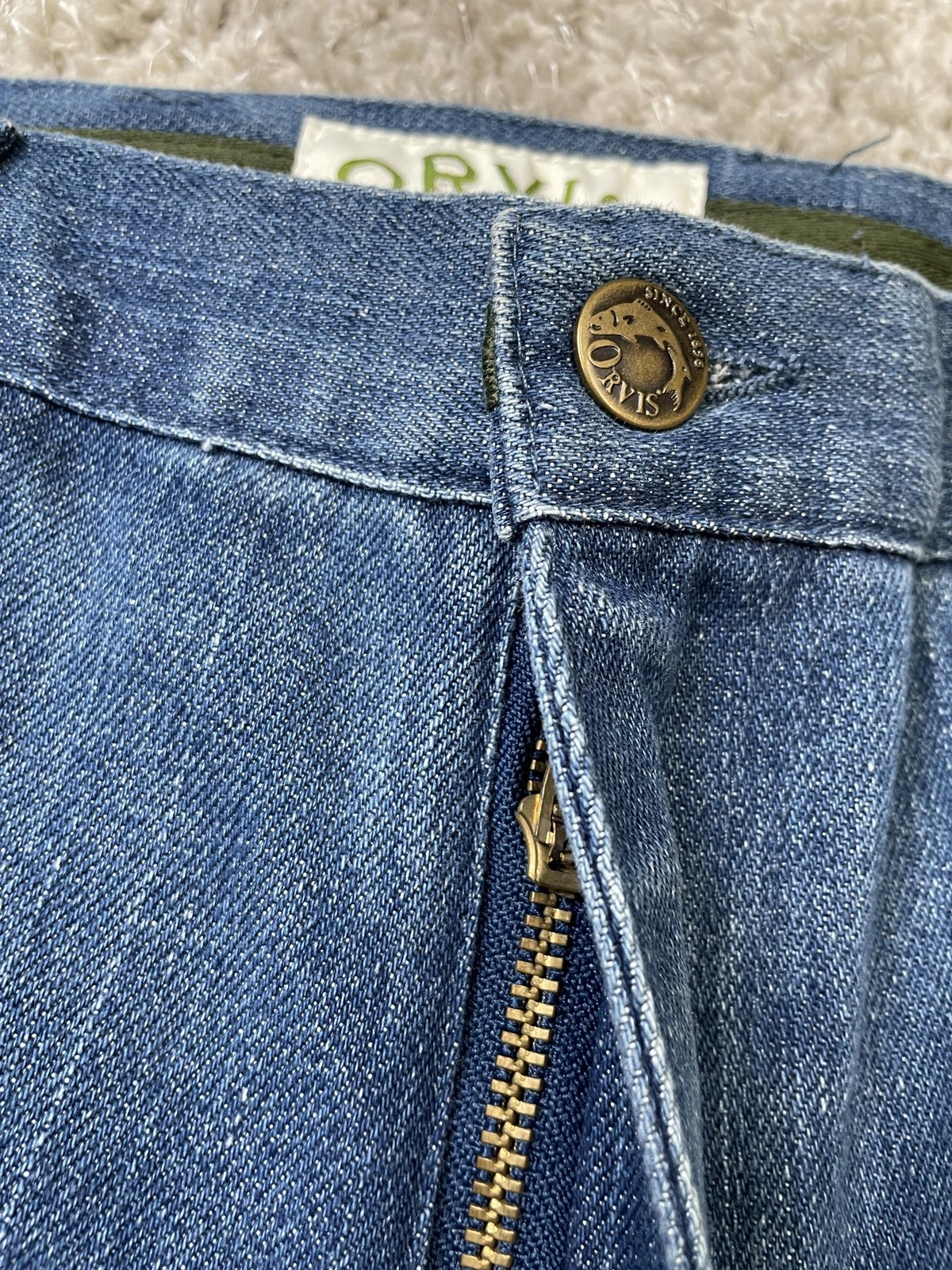 Orvis Pants Mens 32 Blue Denim Chino Zip Fly Welt Pockets Death Valley Dn - product detail image 5
