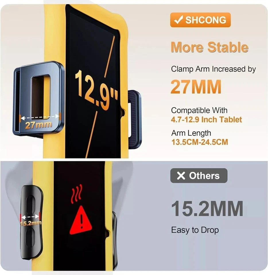 Tablet Ipad Phone holder for car mount headrest Universal 4.7~12.9" Tablets - Image 4 of 4