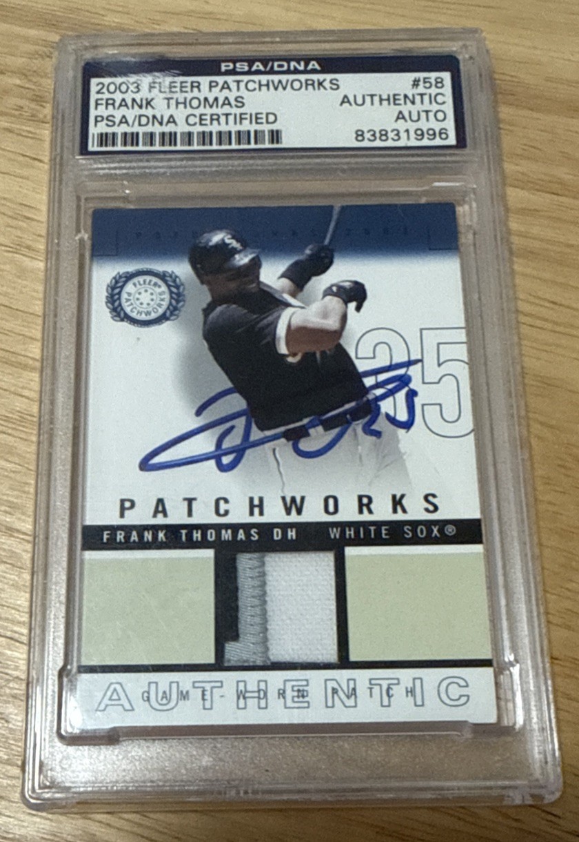 2003 Fleer Patchworks Game-Worn Patch Blue /300 Frank Thomas AUTO PSA  #PW-FT2