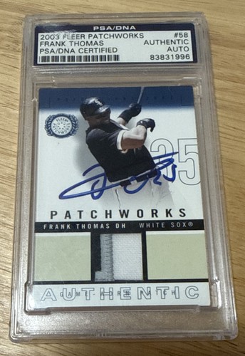 2003 Fleer Patchworks Game-Worn Patch Blue /300 Frank Thomas AUTO PSA  #PW-FT2