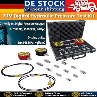 700BAR Digital Hydraulic Pressure Test Kit 2 Gauge 9Coupling 2Hose for Excavator