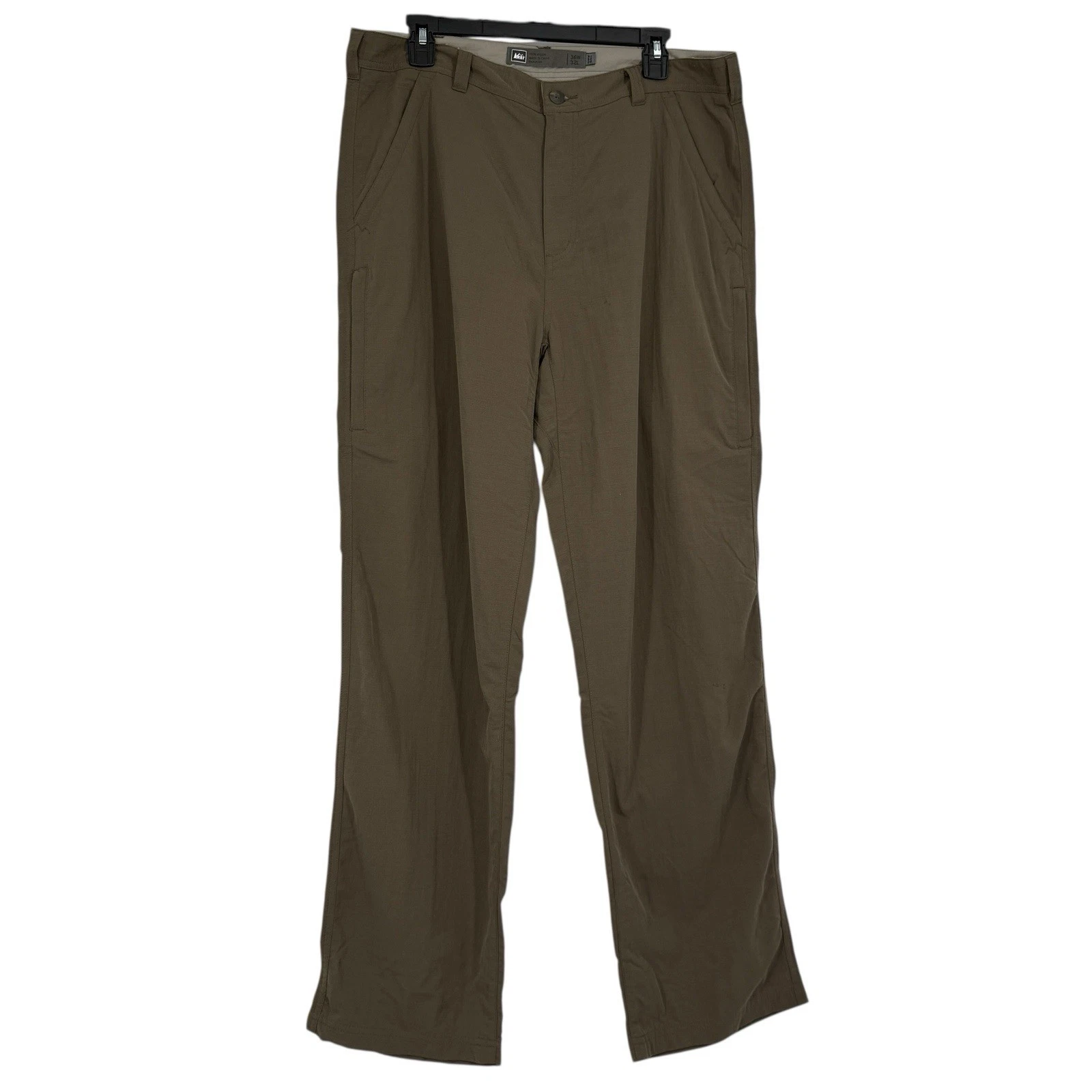REI Mens Nylon Hiking Pants 36x32 Green UPF 50+ Lightweight Outdoor Gorpcore