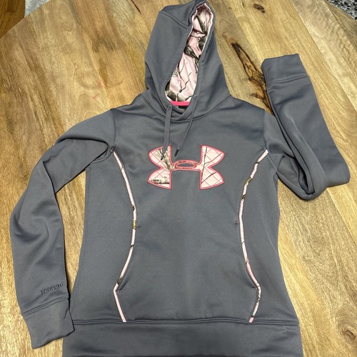 Under Armour Pink Camo Hoodie Sweatshirt Womens size SM/P