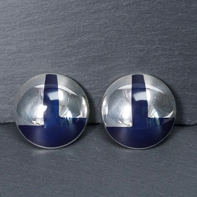 Designer Ohrclips Ohrringe MAX POLLINGER München 925 Silber Emaille Hemmerle
