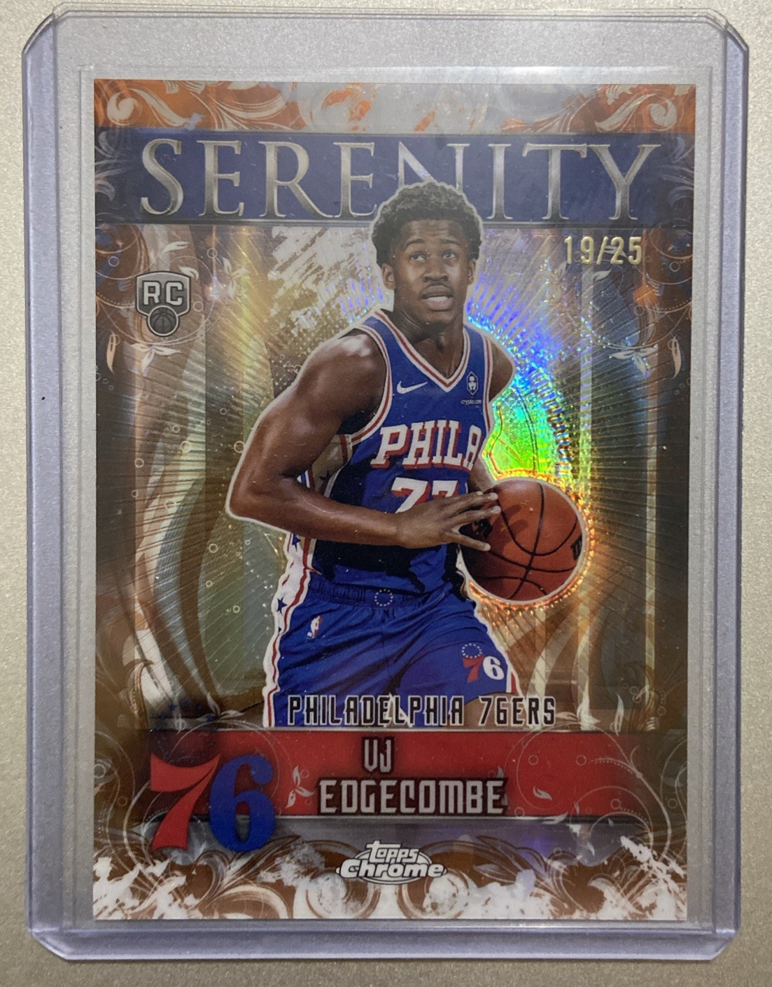 2025-26 Topps Chrome VJ Edgecombe SERENITY ORANGE 19/25 SY-13. MINT! Pack Fresh.