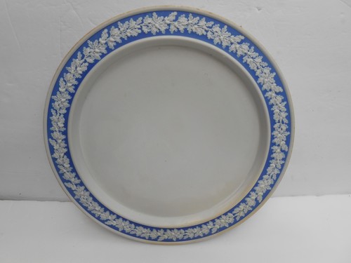 Antique 1882 Dudson Ironstone Jasperware Cake/Cheese Plate Blue cow goat farm - Picture 6 of 11