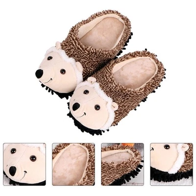 Sole: Mop Fleece Hedgehog Floor Slippers Womens Womens House Shoes UK NEW