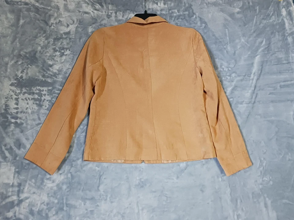 Studio Works куртка женщин 8 желтовато-коричневый искусственной замши молнии спереди с подкладкой Snap карманы осени - Изображение 2 из 4