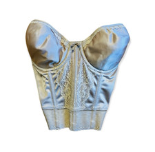 Vintage Corset Boned Bustier Top Women's 34C Satin Nude 60s Retro Lady Marlene